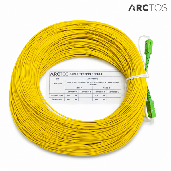 Patchcord οπτικής ίνας SC/APC 100m G652D simplex LSZH 1,8 mm
