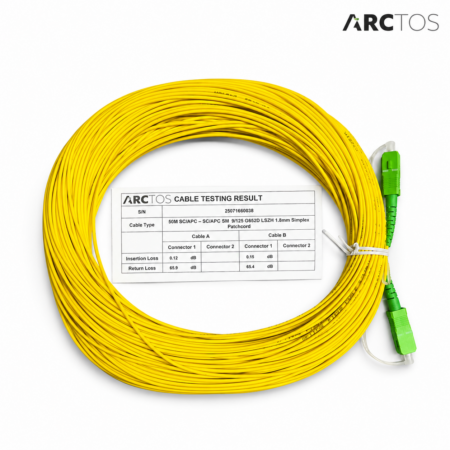 Patchcord οπτικής ίνας SC/APC 50m G652D simplex LSZH 1,8 mm